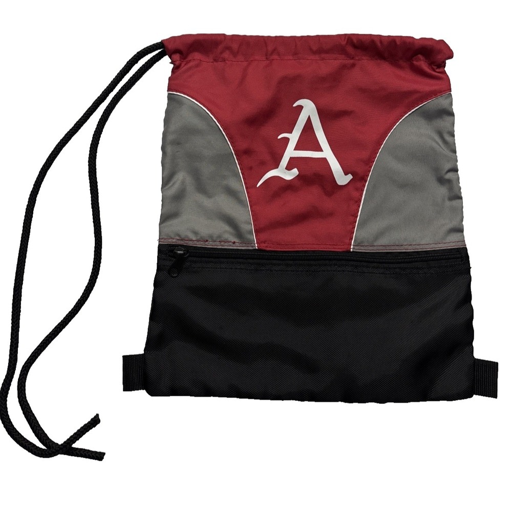 Alabama Drawstring Gym Sack Logo Brand Black Mesh Back Red/Gray 14x15